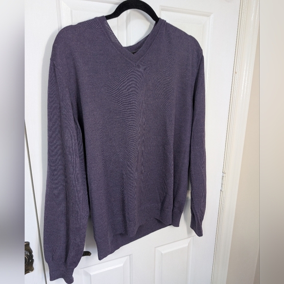 Black Brown 1826 Wool 100% Merino Wool italian Sweater Men's size large purple - Picture 3 of 9